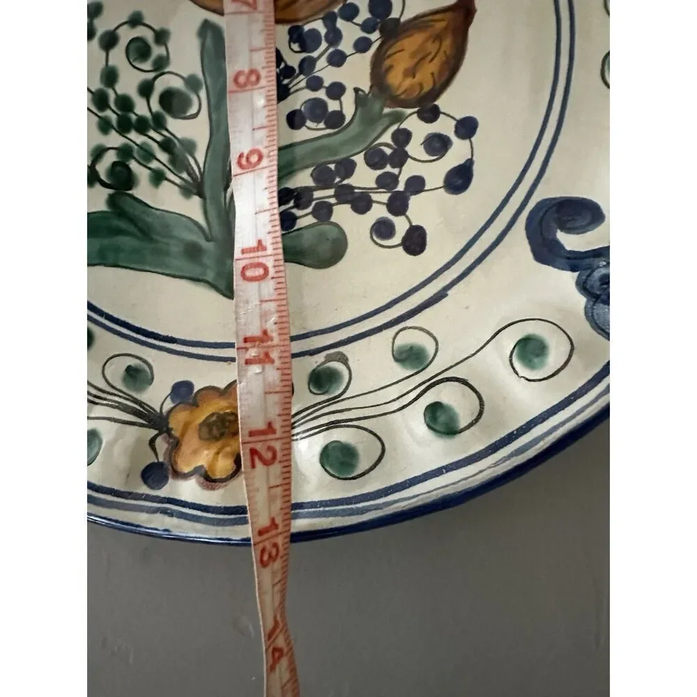 (2) Provence France Hand Painted Porcelain Floral Wall Plate Wave Edging